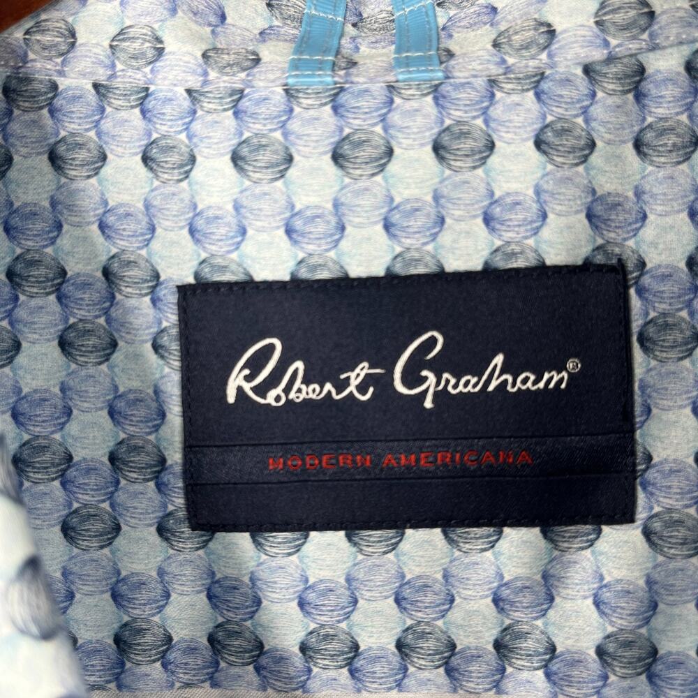 Robert Graham Shirt 2XL Blue Geometric Casual Button Up Long Sleeve Mens - Picture 5 of 13